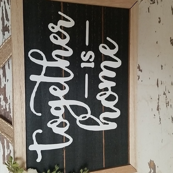 TOGETHER IS HOME Wood sign | Farmhouse sign for Porch Entryway Accent Decor - Picture 2 of 3